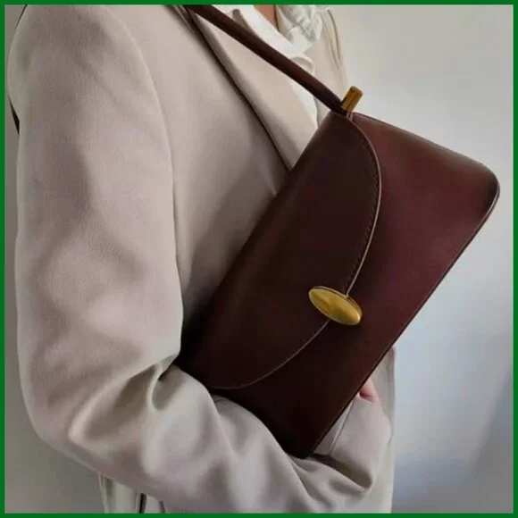 Retro Hobo Shoulder Bag Small Tote Vegan Leather Slouchy Chic Minimal - Picture 5 of 7